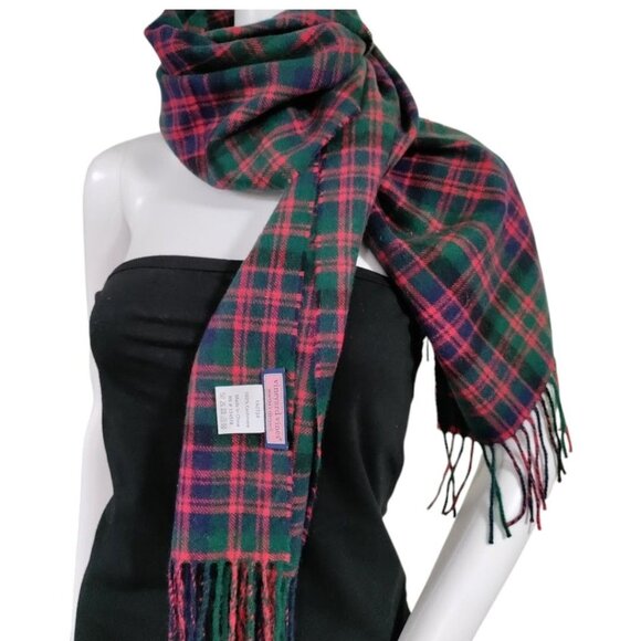 NWT Vineyard Vines Cashmere Scarf Red Green And Blue Plaid Tartan Scarf - Picture 8 of 8